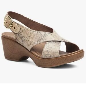 Dansko Snake Print Sandals with Tan and Brown